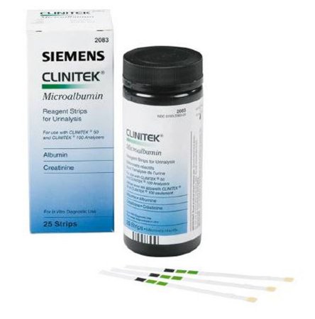 Strips Reagent Test Strip Clinitek® Urinalysis Microalbumin, For CLINITEK Status® Family of Analyzers, CLIA Waived [10317439] (25/BX 12BX/CS) by Siemens Diagnostics  ID 2083